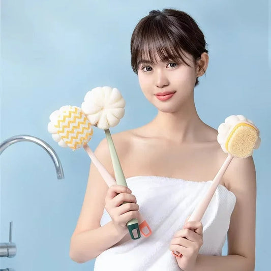 2 in 1 Double Sided Bath Brush Body Sponge And Scrubber Long Handle