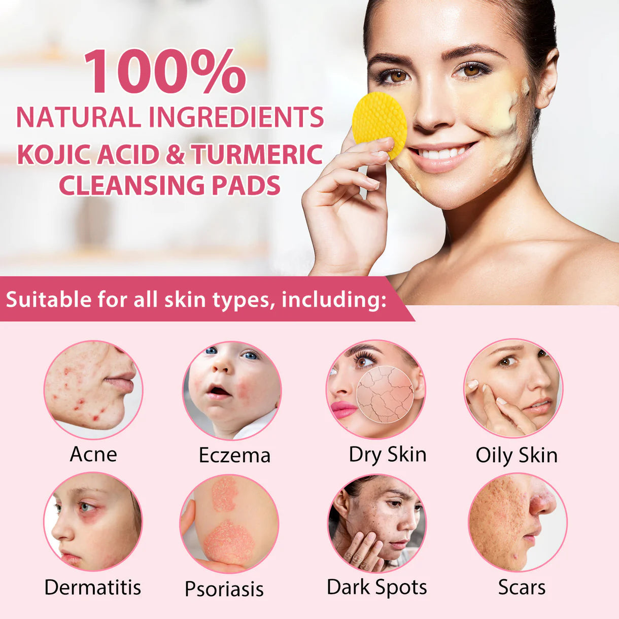 Kojic Acid and Turmeric Cleansing Pads (40 Pads)