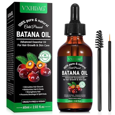 Batana Oil - 100% Pure & Natural from Honduras for Hair Growth, Eliminates Split Ends, Enhances Radiance & Nourishment for All Hair Types, 2.02 fl oz