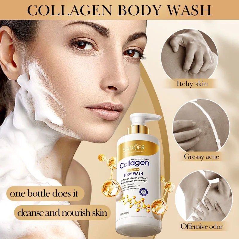 Body wash bone collagen amino acid bath skincare products deep cleaning hydrating nourishing smooth whitening shower gels